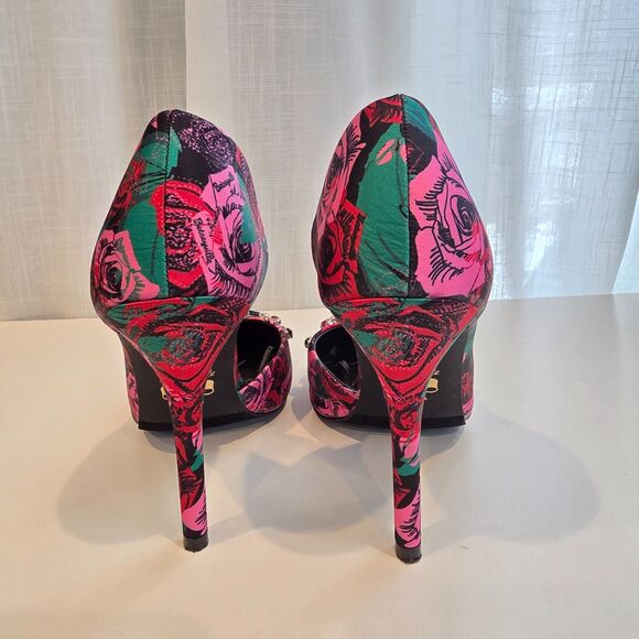 Betsey Johnson Tahini D'Orsay Pumps. Sz 7. Floral Embellished Punk Coquette - Picture 5 of 8
